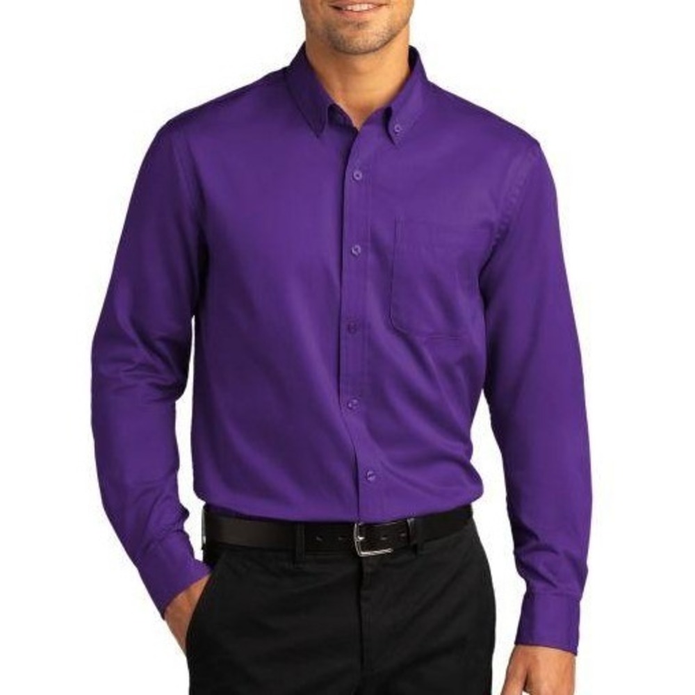 NWT Van Heusen Button Down Dress Shirt Men's 18 34-35 Purple Poly Cotton